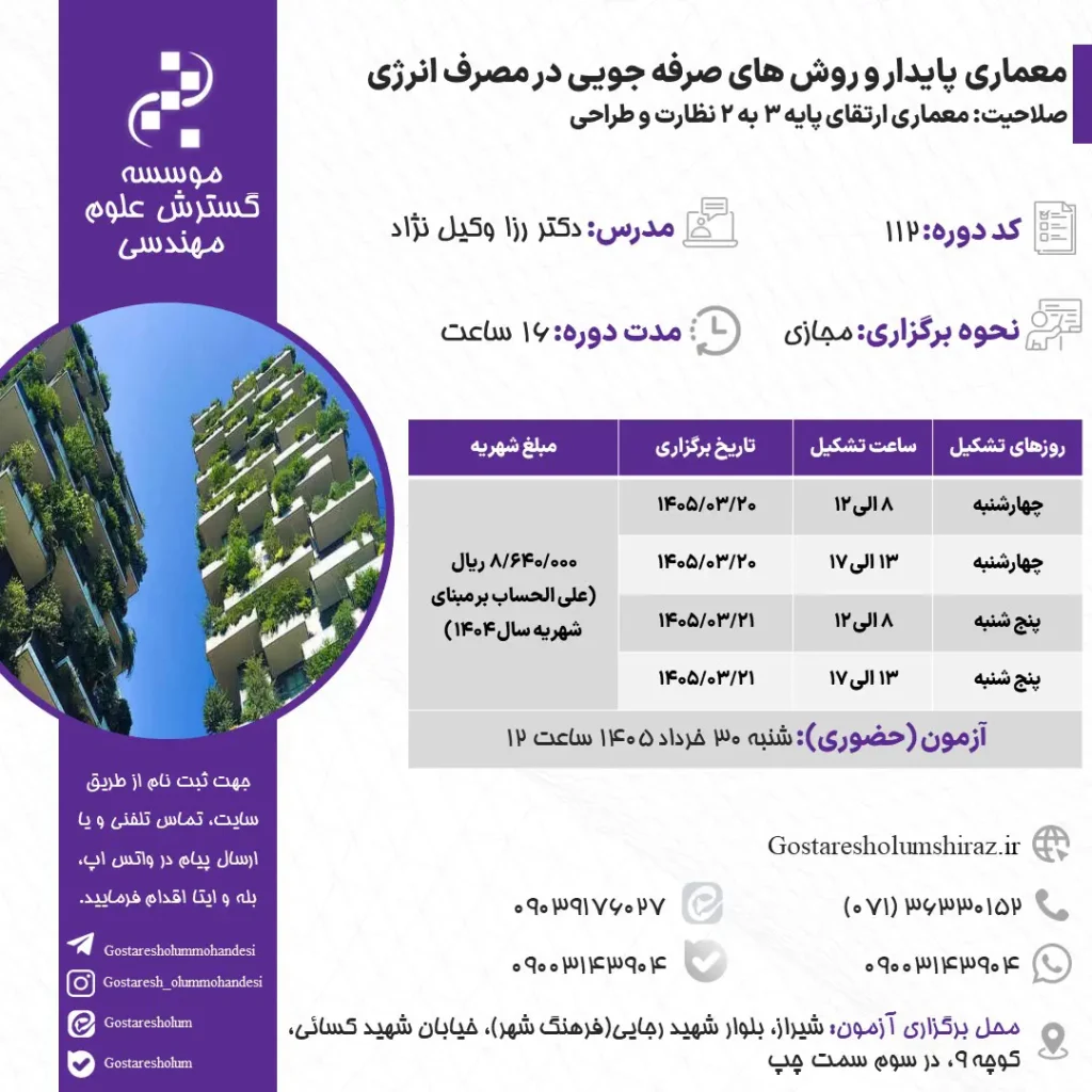 معماری پایدار و روش های صرفه جویی در مصرف انرژی خرداد 1405